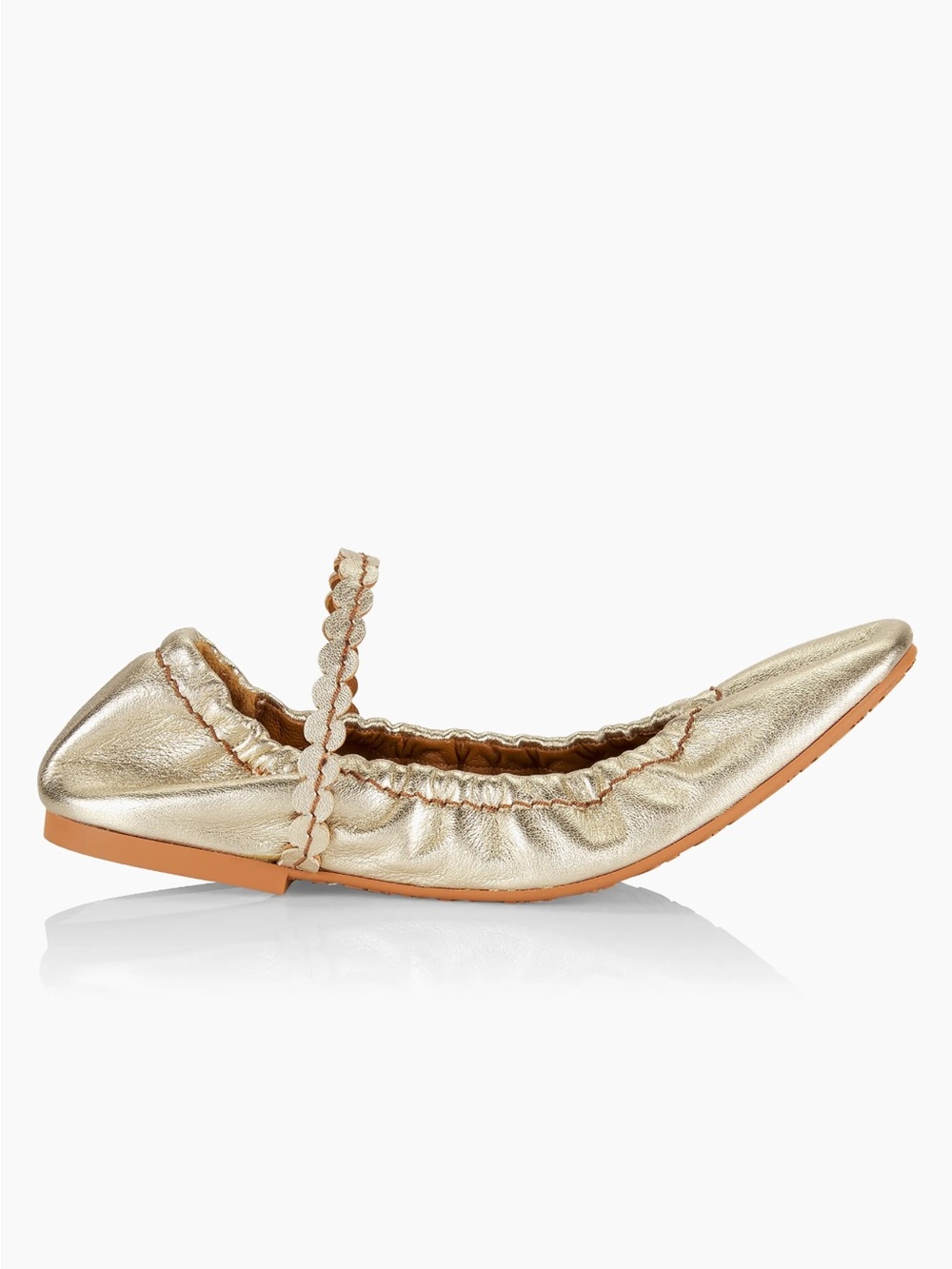 See by Chloé Kaddy Metallic Leather Ballet Flats Size 36